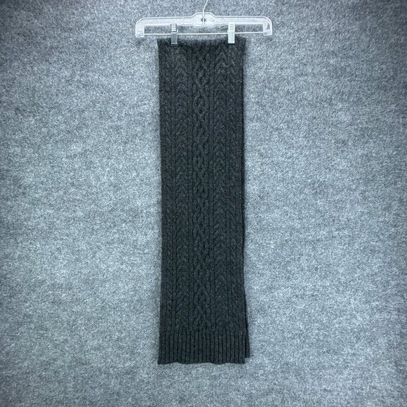 Polo Ralph Lauren Scarf 100%‎ Lambs Wool Gray Cable Knit Unisex 66" x 9" - Picture 2 of 6